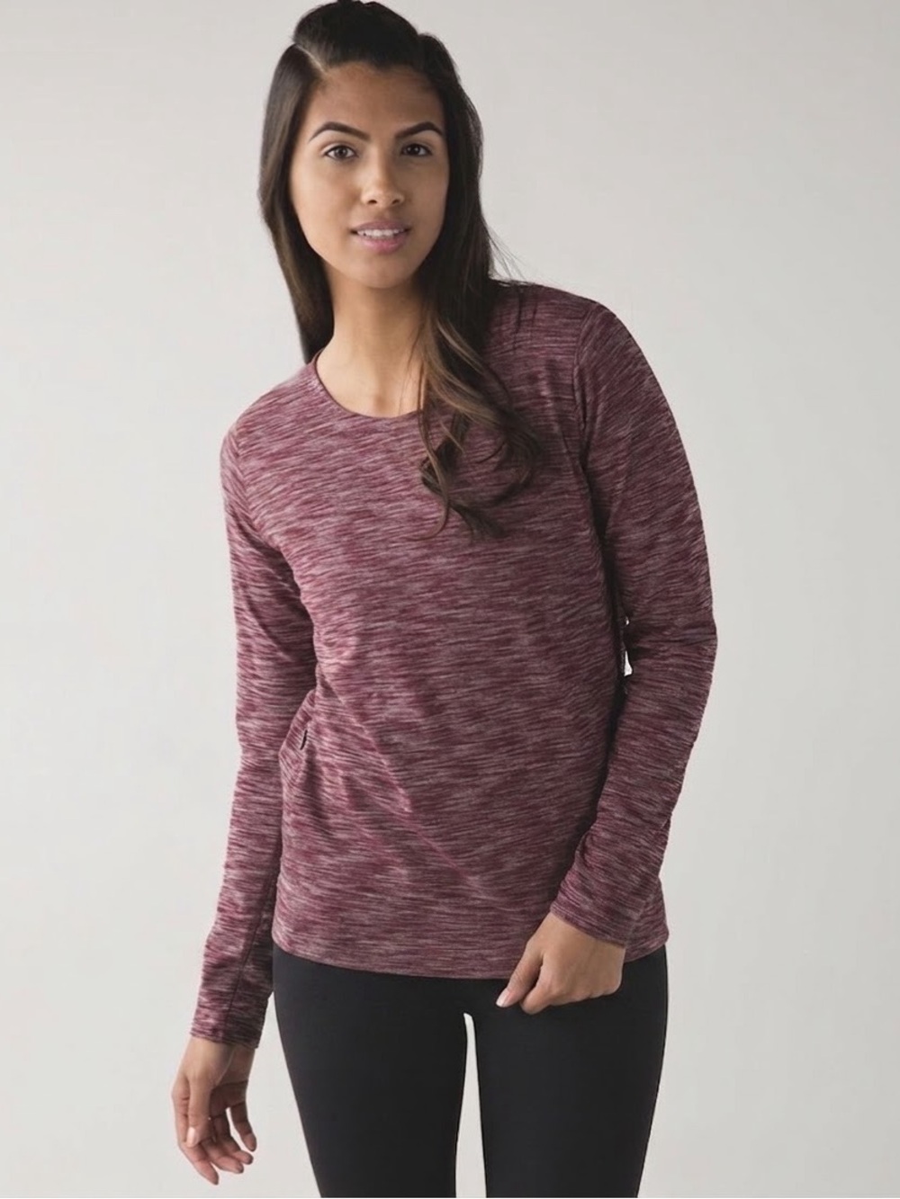 Lululemon &go City Pullover Heathered Bordeaux Drama Size 8 Rulu Crewneck Pocket